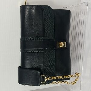 ALEXANDRA SATINE BLACK LEATHER PURSE